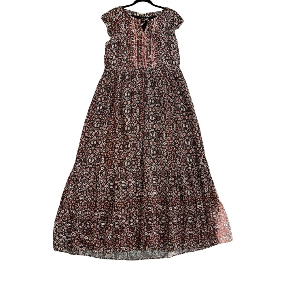 Garnet Hill Split-Neck Peasant Style Maxi Dress, Size 4 - Picture 2 of 8